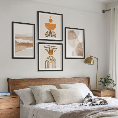 Tavelvägg ovanför soffa Strukturer nyanser minimalism