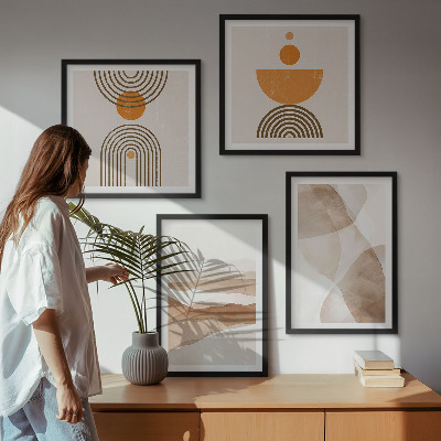 Tavelvägg ovanför soffa Strukturer nyanser minimalism