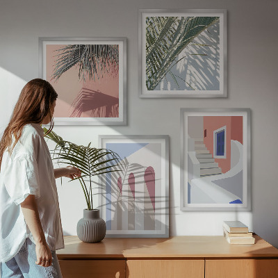 Set om 4 tavlor Illustrationer av stadsarkitektur