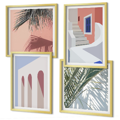 Set om 4 tavlor Illustrationer av stadsarkitektur
