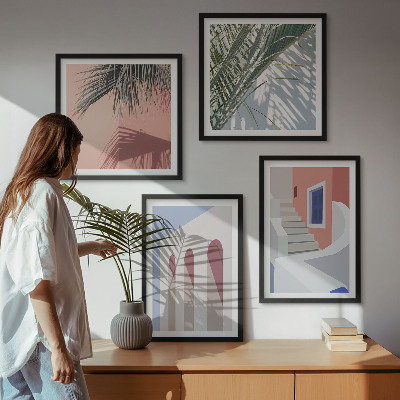Set om 4 tavlor Illustrationer av stadsarkitektur