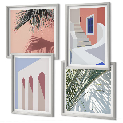 Set om 4 tavlor Illustrationer av stadsarkitektur