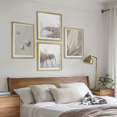 Tavelvägg med 4 tavlor Närbilder av boho-stilstrukturen