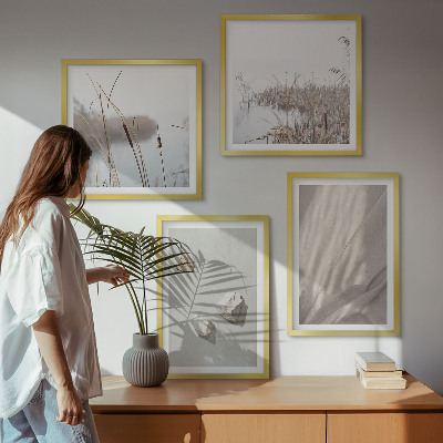 Tavelvägg med 4 tavlor Närbilder av boho-stilstrukturen