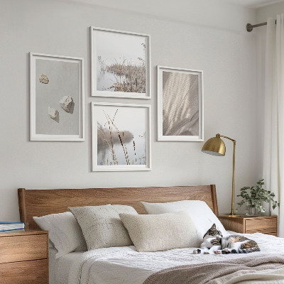 Tavelvägg med 4 tavlor Närbilder av boho-stilstrukturen