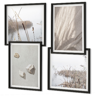 Tavelvägg med 4 tavlor Närbilder av boho-stilstrukturen
