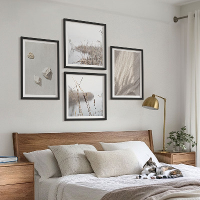 Tavelvägg med 4 tavlor Närbilder av boho-stilstrukturen