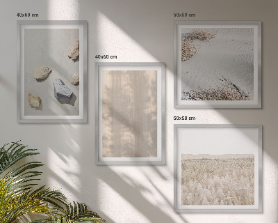 Tavelvägg ovanför soffa Boho naturliga texturer