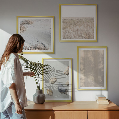 Tavelvägg ovanför soffa Boho naturliga texturer
