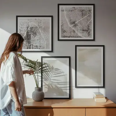 Färgstruktur minimalism set om 4 tavlor