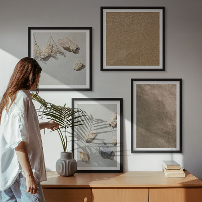 Tavelvägg med 4 tavlor Strandstenar naturliga strukturer