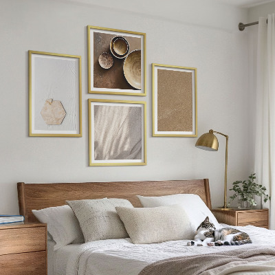 Tavelvägg ovanför soffa Minimalistiska varma texturer