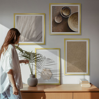 Tavelvägg ovanför soffa Minimalistiska varma texturer