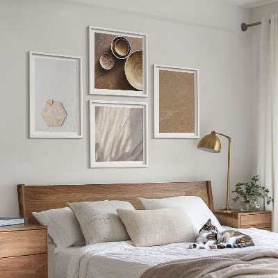Tavelvägg ovanför soffa Minimalistiska varma texturer