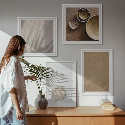 Tavelvägg ovanför soffa Minimalistiska varma texturer