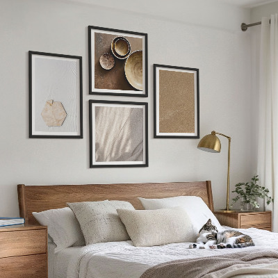 Tavelvägg ovanför soffa Minimalistiska varma texturer