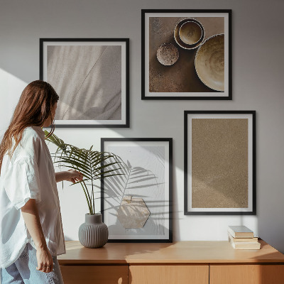 Tavelvägg ovanför soffa Minimalistiska varma texturer