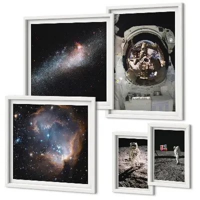 Astronauter landar på månen tavelset med 5 delar