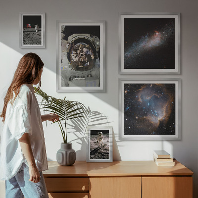 Set om 5 tavlor Astronauter landar på månen