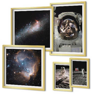 Set om 5 tavlor Astronauter landar på månen