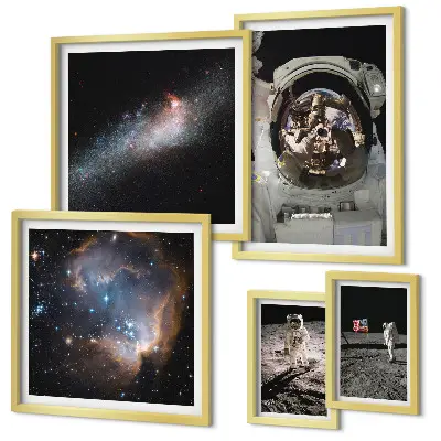 Astronauter landar på månen tavelset med 5 delar
