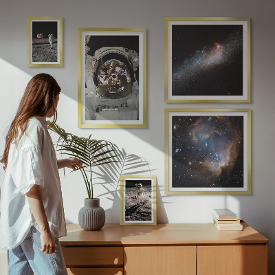 Set om 5 tavlor Astronauter landar på månen
