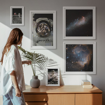 Set om 5 tavlor Astronauter landar på månen