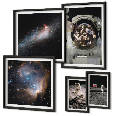 Set om 5 tavlor Astronauter landar på månen