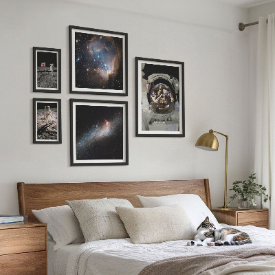 Set om 5 tavlor Astronauter landar på månen