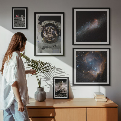 Set om 5 tavlor Astronauter landar på månen