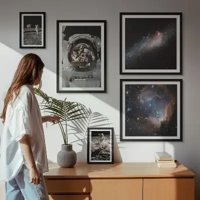 Astronauter landar på månen tavelset med 5 delar