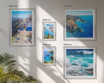 Tavelset med väggdekoration motiv av landskap vid Egeiska havet