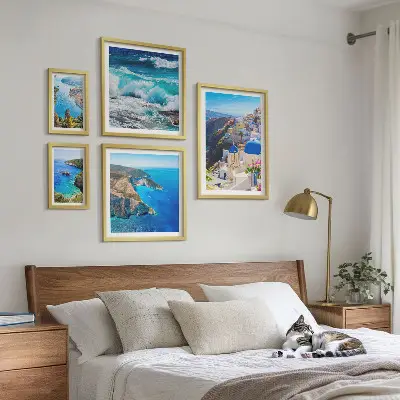 Tavelset med väggdekoration motiv av landskap vid Egeiska havet
