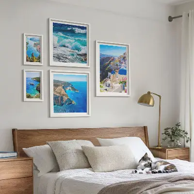 Tavelset med väggdekoration motiv av landskap vid Egeiska havet