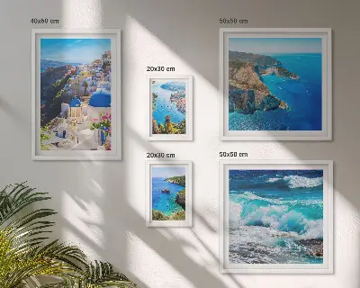 Tavelset med väggdekoration motiv av landskap vid Egeiska havet