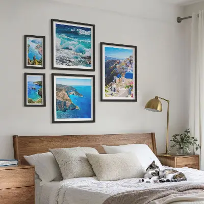 Tavelset med väggdekoration motiv av landskap vid Egeiska havet