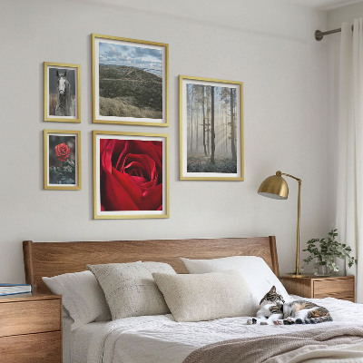 Set om 5 tavlor Naturblommor i olika stilar