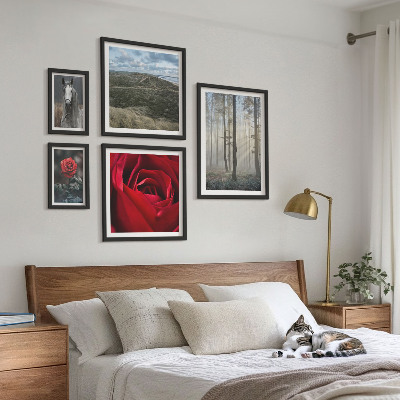 Set om 5 tavlor Naturblommor i olika stilar