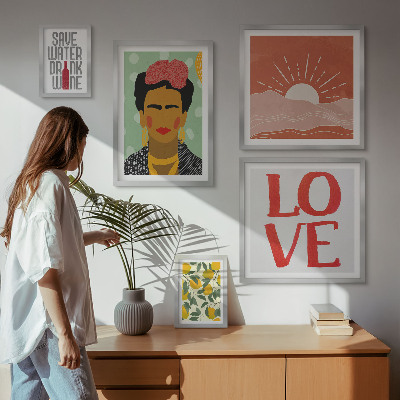 Väggdekoration tavelset Boho-stil blommor kvinna