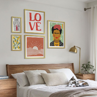 Väggdekoration tavelset Boho-stil blommor kvinna