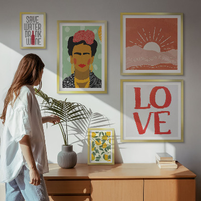 Väggdekoration tavelset Boho-stil blommor kvinna
