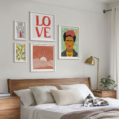 Väggdekoration tavelset Boho-stil blommor kvinna