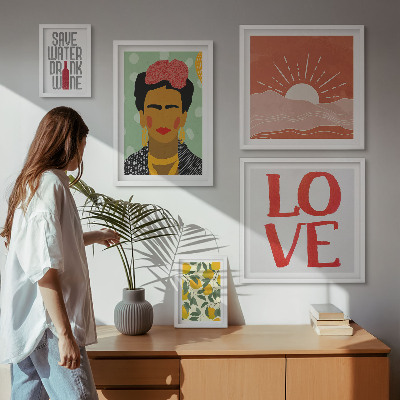 Väggdekoration tavelset Boho-stil blommor kvinna