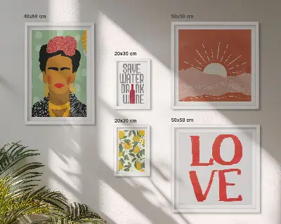 Väggdekoration i form av tavelset väggmotiv med boho-stil blommor och kvinna