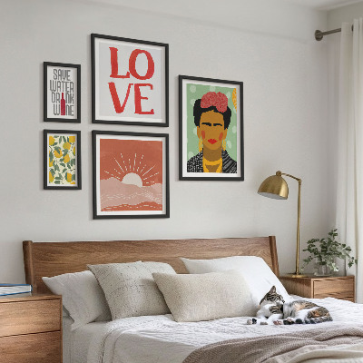 Väggdekoration tavelset Boho-stil blommor kvinna