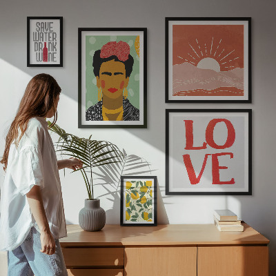 Väggdekoration tavelset Boho-stil blommor kvinna