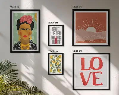 Väggdekoration i form av tavelset väggmotiv med boho-stil blommor och kvinna