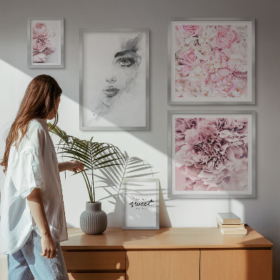Väggdekoration tavelset Blomsterporträtt om hemmet