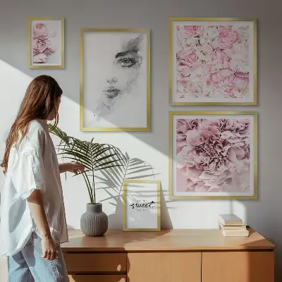Tavelset med väggdekoration blomsterporträtt för hemmet