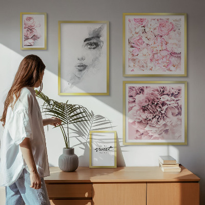 Väggdekoration tavelset Blomsterporträtt om hemmet
